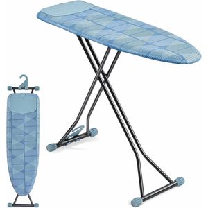Extra dikke hittebestendige siliconen strijkplank - in hoogte verstelbaar - wandmontage en kleerhanger - zware poten - blauw. Strijkplank