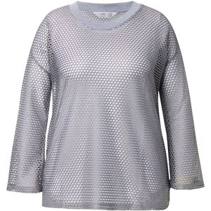 Angel of Style Angel of Style - Dames - Trui opengewerkt breisel metallic effect - Zilver - Maat 42+