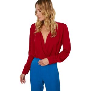 Trendyol Donker Bordeauxrode Gebreide Bodysuit Met Wikkel Tprss21Bd0029