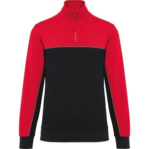 Sweatshirt Unisex M WK. Designed To Work 1/4-ritskraag Lange mouw Black / Red 60% Katoen, 40% Polyester