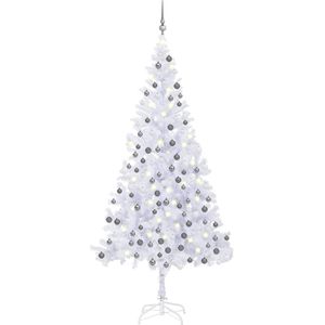 The Living Store Kerstboom Snowy - PVC - 210 cm - 910 takken - LED-verlichting