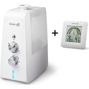 Clean Air Optima® CA-602 - Luchtbevochtiger met Ionisator en Aromatherapie + Clean Air Optima® HT-01W Hygrometer en Thermometer