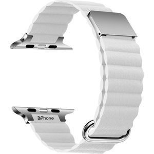 DrPhone LLB2 – PU Lederen Loop Band – Horloge Band – Luxe Horloge Band Met Magnetische Sluiting – Geschikt Voor IOS Horloge 42/44/45/49MM – Wit