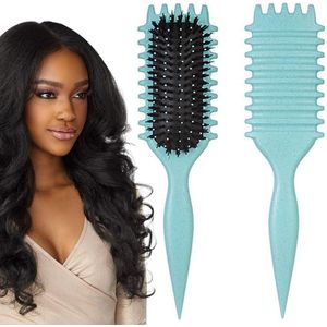 Haarborstel voor Krullen , Define Brush Curl, Krulborstel, Definiërende borstel, Krullen Kam, voor het kammen en vormen van mannen en vrouwen, Curl Defining Brush voor Bouncy Krullen – Geschikt voor Krullend & Golvend Haar (groente)