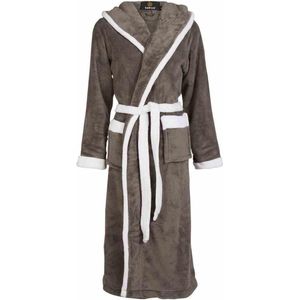 Badjas capuchon grijs - fleece badjas - Badrock