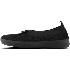 FitFlop Uberknit Slip-On Ballerina With Bow Poly/nylon ZWART - Maat 38