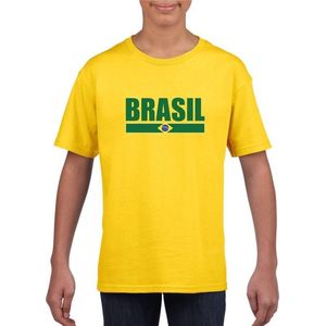 Geel Brazilie supporter t-shirt voor kinderen 146/152