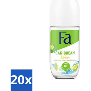 20 x Fa Deodorant Roller Lime Squeeze 50 ml - Deodorant Roller - Caribische Limoen - Frisheid - Geur - Transpiratiegeurtjes