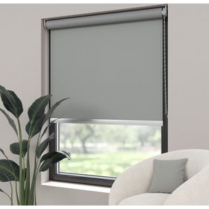 Dutchblinds Rolgordijn - verduisterend - Grijs - 120x275cm - Raamdecoratie op maat