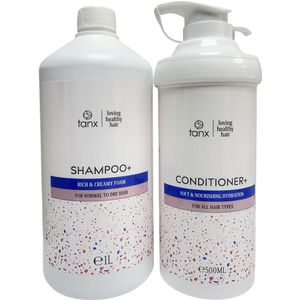 TANX Professonal Rich & Creamy Foam Shampoo+ 1000 ml met pomp + Conditioner 500 ml met pomp Soft & Nourishing Hydratation By Phytodess Paris