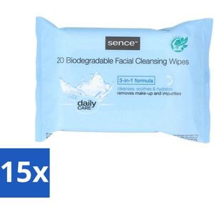 15 x Sence - Normale Huid - Gezichtsreinigingsdoekjes - Mild Reinigend - 20 Doekjes - Gezichtsverzorging - Onzuiverheden - Vochtige Doekjes - Milde Reiniging - Handig