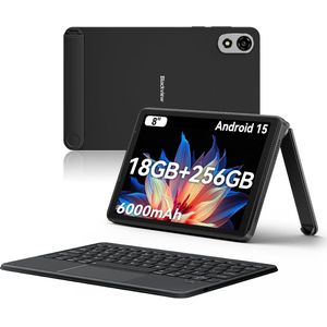 Blackview ZENO 1 Tablet - 8 inch Android 15 Tablet - Ultra Leicht Kompakt Gaming - 18 GB RAM+256 GB ROM(2TB TF) - Met Toetsenbord - T615 8-Kern KI-Chip - 4G LTE+WiFi 5G - 6000mAh - Face ID - Widevine L1 - BT5.2 - Zwart