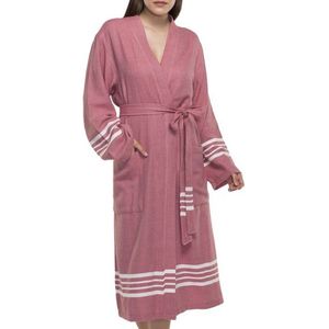 Lalay - hamam badjas Krem Sultan - dusty rose - XL - dames heren badjas - sauna badjas - dunne badjas - 100% gekamd katoen