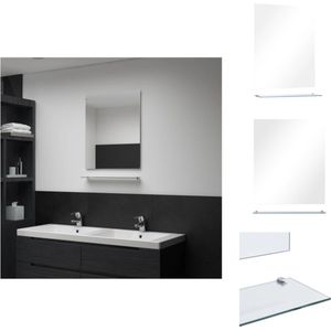 vidaXL Wandspiegel Minimalistische Stijl - Gehard Glas - 50 x 60 cm + Schap 50 x 10 cm - Duurzaam - Spiegel