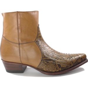 Sendra Boots 5701 Pico Bruin Heren Cowboy Enkellaars Spits Neus Schuine Hak Lederen Zool Rits Sluiting Echt Leer mt 41