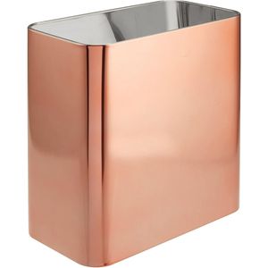 Rechthoekige prullenbak - Compacte prullenbak voor badkamer, kantoor en keuken met voldoende ruimte voor afval - Metalen prullenbak - Roze