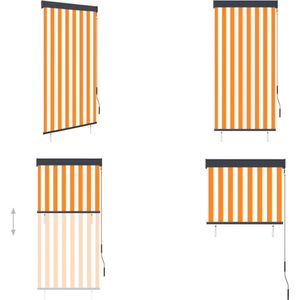 vidaXL Rolgordijn voor buiten 80x250 cm wit en oranje - Rolgordijn - Rolgordijnen - Tuinrolgordijn - Tuinrolgordijnen