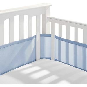 IL BAMBINI - Baby Bedomrander - Bedbumper - Hoofdbeschermer- omrander voor in ledikant - Set van 2 - 340x30cm & 160x30cm - Blauw Effen