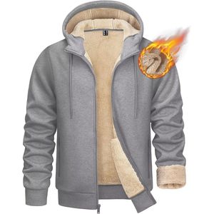 Heren Fleecejack met Capuchon | Ademend, Warm en Winddicht | Ideaal voor Lente, Herfst en Winter | Lichtgrijs | Verschillende Maten Beschikbaar