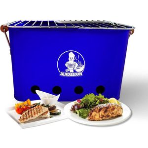 Houtskool BBQ - Barbecue Grill Blauw - Gemakkelijk mee te Nemen - Draagbaar - Lichtgewicht - Vierkante Mini Barbecue - 25 cm x 43 cm x 26 cm Barbecue