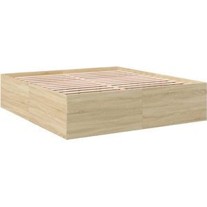 vidaXL - Bedframe - bewerkt - hout - sonoma - eikenkleurig - 180x200 - cm