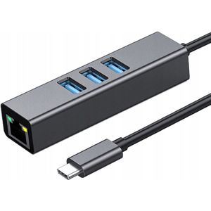 Adapter Usb-C Ethernet Adapter Netwerkkaart Lan Hub Usb Gigabit Rj45