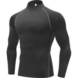Thermisch Shirt voor Mannen met Col, Fleece Voering en Sneldrogend Materiaal