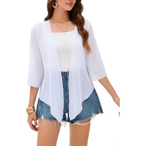 Chiffon Bolero Dames 3/4 Mouwen Zomercardigan Elegante Jassen