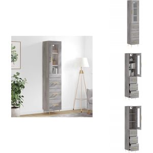 vidaXL Hoge Kast - Hoge Kasten - Dressoir - Buffetkast - Hoge kast 34,5x34x180 cm bewerkt hout grijs sonoma eikenkleurig