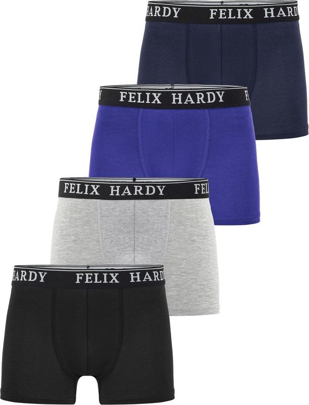 Felix Hardy - Boxershort Multipack - Onderbroek - Zwart-Lichtgrijs-Blauw-Navy - 4 Pack
