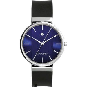 Jacob Jensen 739 New Line Horloge - Jacob Jensen heren horloge - Blauw - diameter 35 mm - roestvrij staal