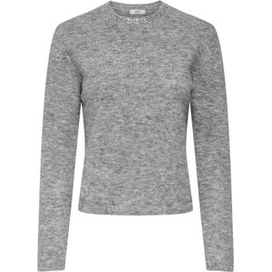Jacqueline de Yong - Jdyalva Life Embellish - Gebreide Trui - Medium Grey Melange