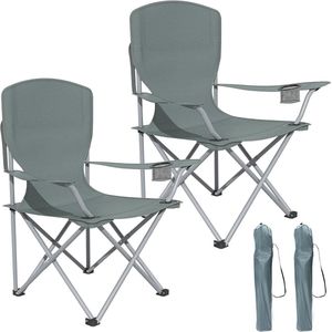 Inklapbare campingstoelen - vissersstoel met bekerhouder - campingklapstoel met armleuningen - set van 2