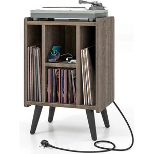 Platenspeler Meubel - LP-kast - Platenspelerkast - Draaitafelstandaard - Platenspelerstandaard - Vintage Displayplank - Bruin