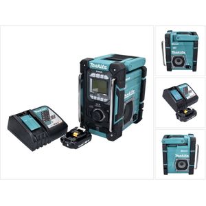 Makita DMR 301 RA1 snoerloze bouwplaatsradio 12 V max. - 18 V DAB / DAB+ / Bluetooth + 1x oplaadbare accu 2.0 Ah + lader