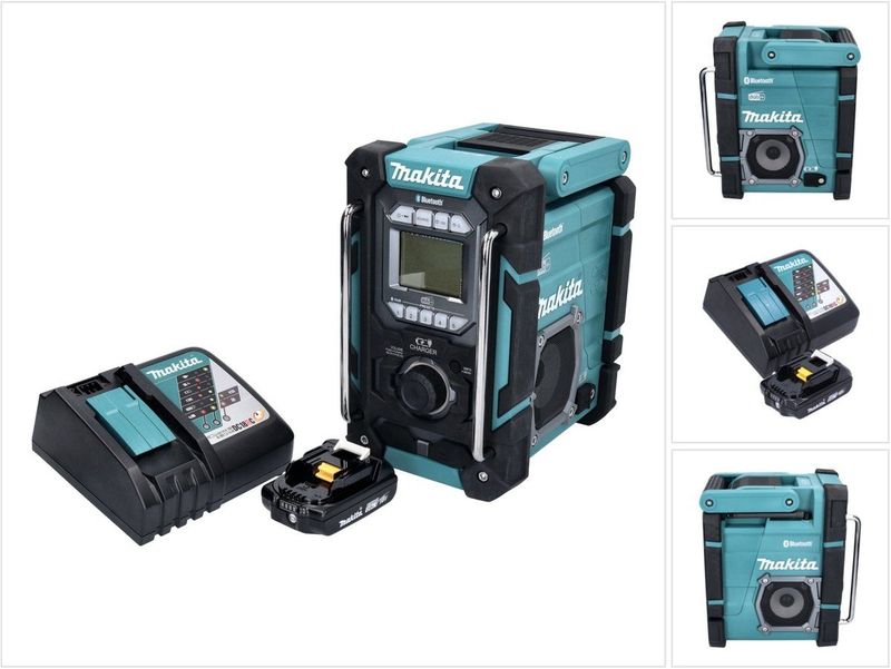 Makita DMR 301 RA1 snoerloze bouwplaatsradio 12 V max. - 18 V DAB / DAB+ / Bluetooth + 1x oplaadbare accu 2.0 Ah + lader