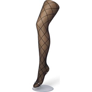 Bonnie Doon Dames Ruiten Panty 30 Denier Zwart maat S/M - Chique Panty - Ruit Dessin - Brede Boord - Comfort - Ruitjes - Diamant - Geruite Print - Rhombus Tights - Feestelijk - Black - BP201911.101