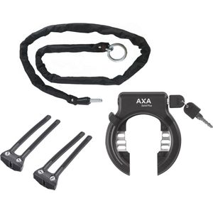Axa Solid Plus Ringslot ART2 Zwart + Insteekketting 100 cm 5,5 mm Zwart + Flex Mount Bevestigingsset