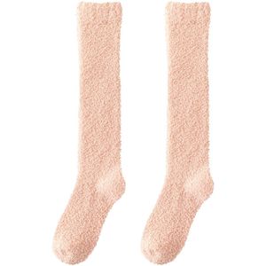Damessokken van pluche - 35 cm buislengte - 22 cm onderkant - Zachte warme sokken - Schattige en comfortabele pluche wintersokken - Koraalfleece sokken - Winterse pluche verdikking warme kuitsokken - Slaapsokken - Pluche sokken