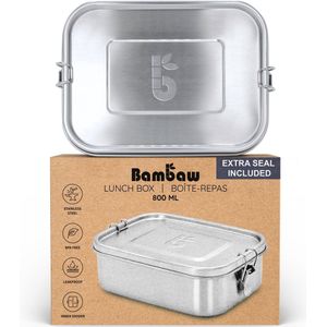Bambaw Roestvrij Staal Vershoudbakjes 800 ml - Brooddoos - RVS Lunchbox - Meal Prep Bakjes - Broodtrommel - Vershouddoos