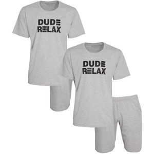 Aprox Heren Shortama - Pyjama Set - Duo-Pack - Grijs - Maat M