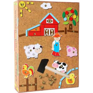 Small Foot Hamertje Tik De Boerderij - Gezelschapsspel voor kinderen vanaf 6 jaar met hamer, spijkertjes en houten figuurtjes