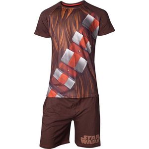 Star Wars - Chewbacca heren shortama pyjama set met T-shirt en shorts bruin - L