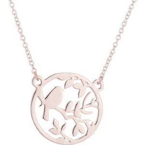24/7 Jewelry Collection Vogel Ketting - Mus - Huismus - Cirkel - Rosé Goudkleurig