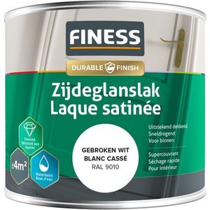Finess zijdeglanslak waterbasis RAL9010 gebroken wit 250 ml