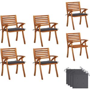 vidaXL Tuinstoelen Acaciahout - 59 x 59 x 87 cm - Zitkussen - 4-delige set - Tuinstoel