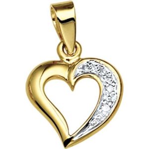 The Jewelry Collection Hanger Hart Diamant 0.018 Ct. - Geelgoud (14 Krt.)