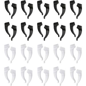 Brenzoos - Zachte siliconen oorkussens met anti-slip oorhaken en tempel tips - 20 paar - zwart en transparant. Voeg comfort en grip toe aan je bril! - Koptelefoon oorkussens