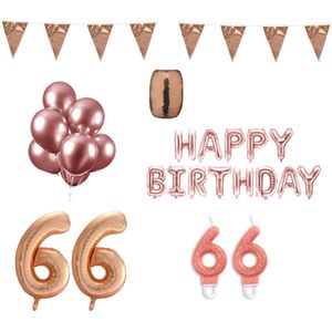 66 jaar Verjaardag Versiering Pakket Rosé Goud