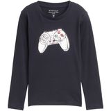 TOM TAILOR - Shirt - Donkergrijs/Wit - Ronde Hals - Lange Mouw